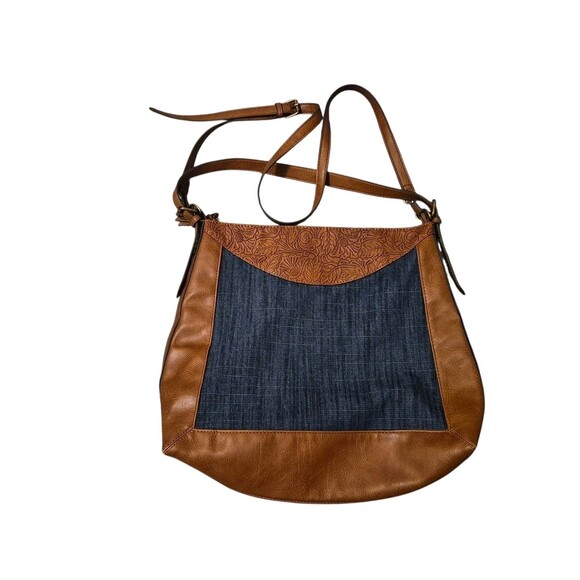 HOBO Handbags - Pioneer Woman Denim Tote Hobo Purse Vegan Leather Blue Brown